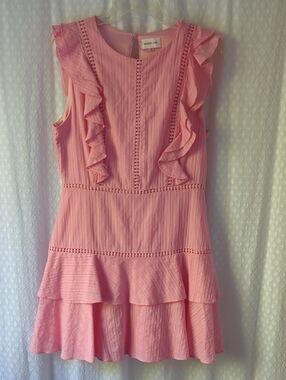 Sugarlips Pink Sleeveless Dress With Ruffle And Circle Dot Detail Women's M